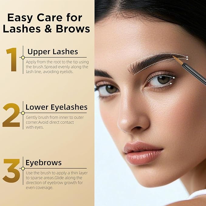 Eyelash & Eyebrow Growth Serum – 15 Plant Extracts for Longer, Denser & Fuller Lashes & Brows, Boosts Natural Hair Development,eyelash serum,Hypoallergenic Oil-Free,lash growth serum (Glossy Black)-GlimoraGlow