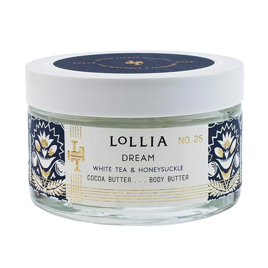 LOLLIA Dream Body Butter, 5.5 oz. - White Tea & Honeysuckle Fragrance - Shea Butter & Cocoa Butter, Body Lotion for Women, Hydrating & Smooth Body Moisturizer-GlimoraGlow