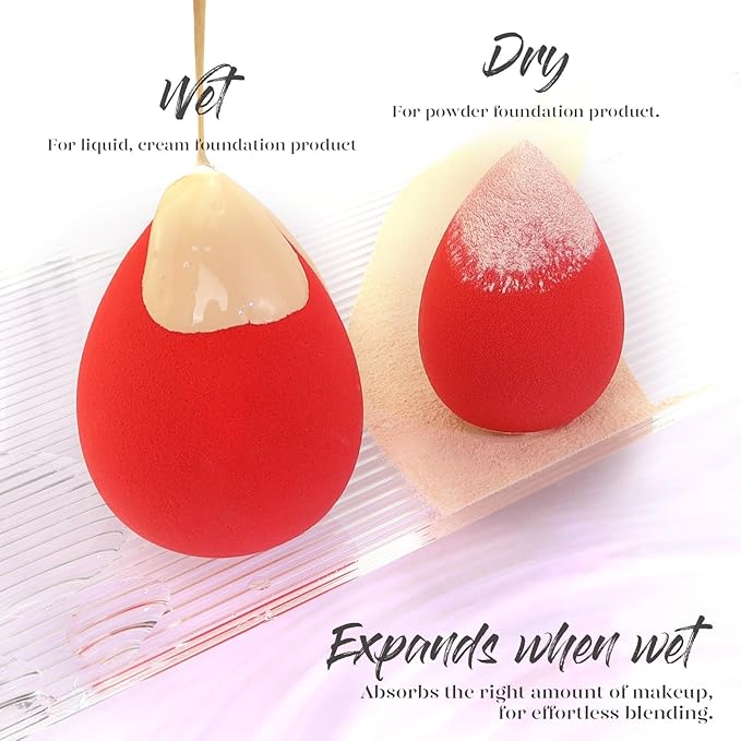 BEAKEY Makeup Sponge 5 Pcs Set, Latex-Free and Soft Boun Boun Beauty Sponge for Blending, Makeup Sponges for Foundation, Liquid, Cream and Powder. Blender for Enhanced Make Up Application-GlimoraGlow