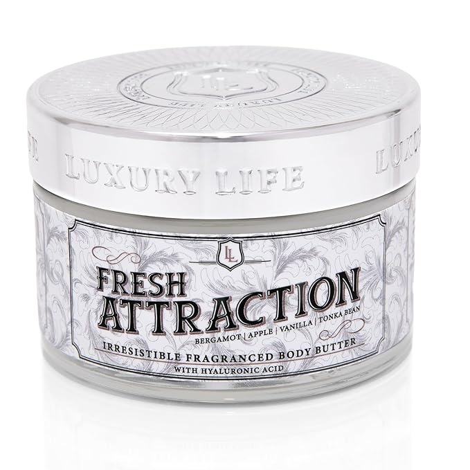 LUXURY LIFE BUTTER - Irresistibly Scented Body Butter with Hyaluronic Acid for Ultimate Moisture. Luxurious Natural Fragrance. Hydrates for a Non-Greasy Glamorous Glow, Fresh Attraction, 5 oz.-GlimoraGlow