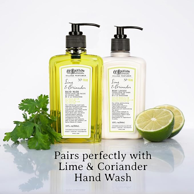 C.O. Bigelow Lime Coriander Body Lotion, Village Perfumer Moisturizing Body Lotion with Aloe Vera, Borage Oil & Olive Oil, 10 Fl Oz-GlimoraGlow