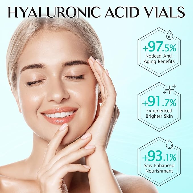 Hyaluronic Acid Serum for Face, 3% Hyaluronic Acid Serum Ultra-Hydrating Tube, Anti Aging Single-Use Vials Skincare for Dry Skin, Smoother Skin, Deep Moisturizing, Pre-Makeup Skincare - 1 Box of 30-GlimoraGlow