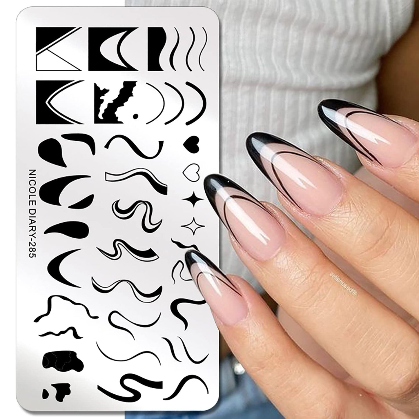 1 Pcs French Nail Stamping Plates Wavy Striped Tip Nail Stamp Template Heart Nail Design Stencil-GlimoraGlow