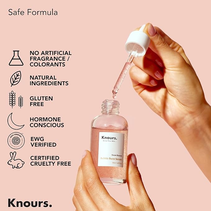 Knours. Balancing 5xHA+Gromwell Root oil Bubble Burst Serum w/ 59% Rose Water Niacinamide, Retinal Hydrating Healthy Serum for Improved Tone & Texture EWG Verified Clean Beauty 50ml/1.69fl. oz.-GlimoraGlow