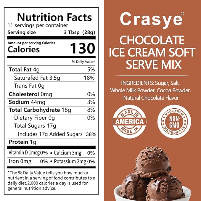 Ice Cream Mix Chocolate Soft Serve Mix Soft Serve Mixes Base Powder Homemade for Ice Cream Maker Machine - 10 Ounce-GlimoraGlow