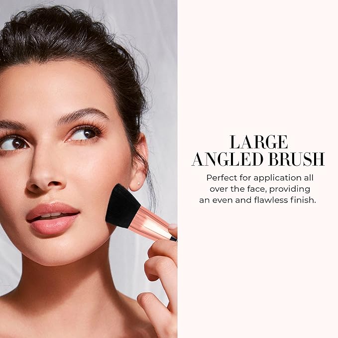 LUMINESS Dual-Sided Angled Buffing Brush - Cruelty-Free Synthetic Bristles Ideal for Foundation & Primer - Soft Fibers Gives Silky Touch on Skin & Creates Flawless Base with Perfect Finish-GlimoraGlow