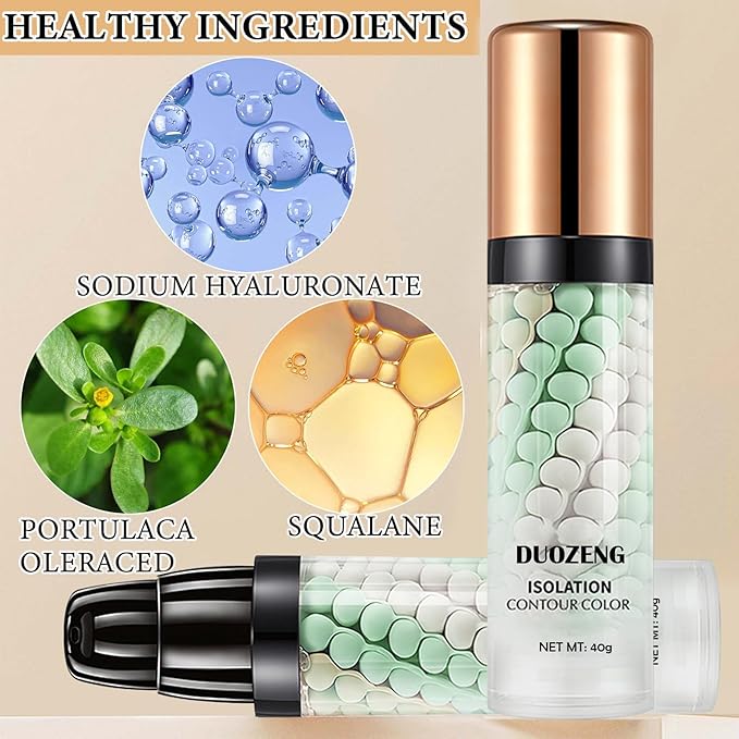 1 Pcs One Step Color Corrector,Natural Isolation Cream,Face Primer Makeup Tricolor Moisturizer,Oil Control & Moisturizing Skin Tone Correcting Primer Concealer Foundation Set B-GlimoraGlow