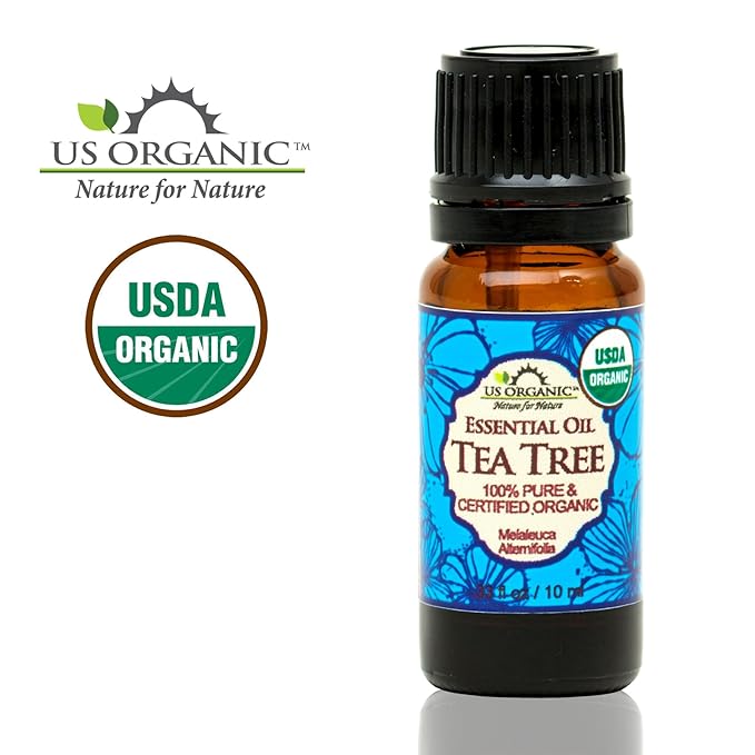US Organic 100% Pure Tea Tree Essential Oil - USDA Certified Organic, Steam Distilled, Sourced from South Africa, Undiluted, Non-GMO (10 ml (Pack of 1))-GlimoraGlow