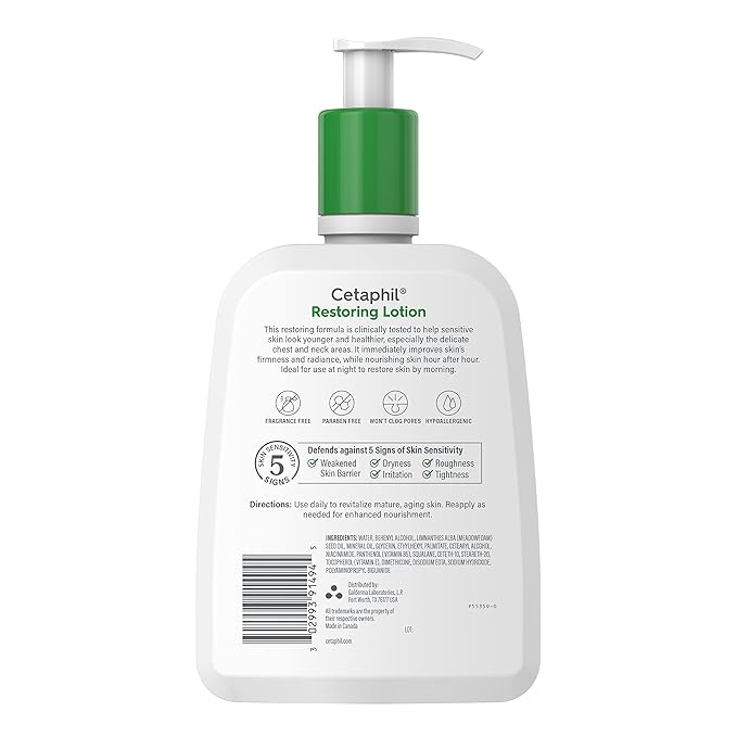 Cetaphil Restoring Body Lotion with Antioxidants for Aging Skin, Great for Neck and Chest Areas, Fragrance and Paraben Free, Suitable for Sensitive Skin 16 oz. Bottle-GlimoraGlow