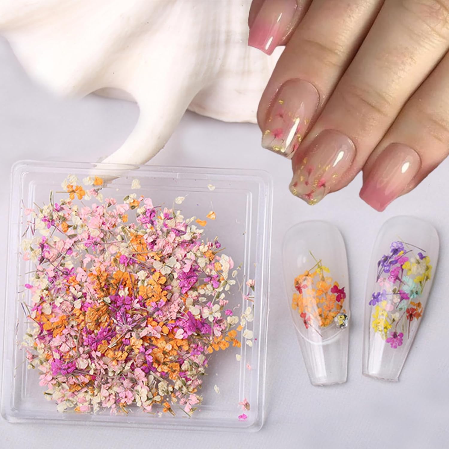 1 Boxes Dried Flowers for Nail Art,Colorful Dry Flowers Mini Real Natural Flowers Nail Stickers DIY Mini Mix Flower Petals Nail Art Supplies for Summer Acrylic Nails Design Manicure Accessories-GlimoraGlow