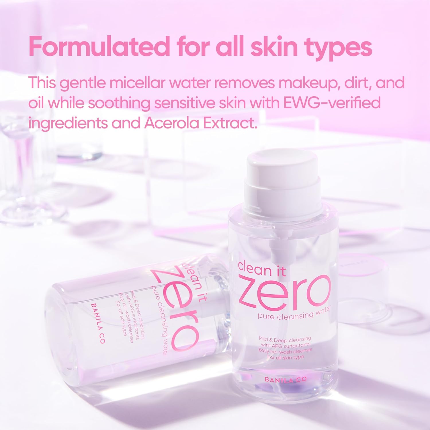 BANILA CO Clean It Zero Pure Cleansing Water | Gentle Cleanser for Sensitive Skin | Micellar Water Makeup Remover No Rinse & Oil Free (310ml / 10.48 fl.oz)-GlimoraGlow