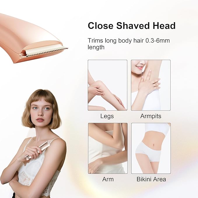 2 in 1 Women's Bikini Line Trimmer & Body Groomer,2025 Upgrade Dual Head Shaver Women, Wet & Dry Waterproof Electric Bikini Trimmer for Face Leg Arm Intimate Areas,Pink Rose-GlimoraGlow