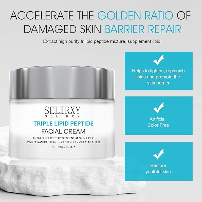 Nodfens Triple Lipid Peptide Cream for Anti-Aging - Restores & Repairs Mature Skin for Radiant, Smooth Complexion - Advanced Strength Recovery Face Moisturizer Cream-GlimoraGlow