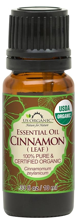 US Organic 100% Pure Cinnamon Leaf Essential Oil - USDA Certified Organic, Steam Distilled - W/Euro Dropper (More Size Variations Available) (10 ml / .33 fl oz)-GlimoraGlow