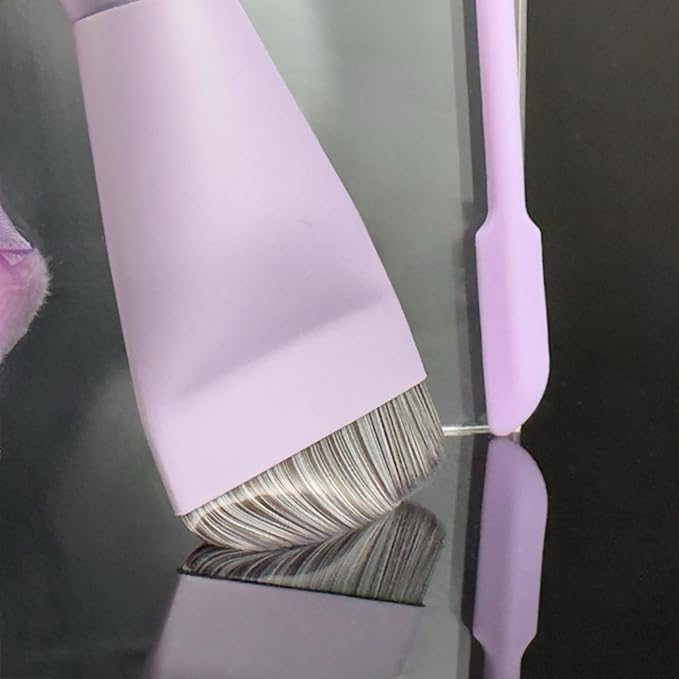 Makeup Brush Set - Flat Foundation Brush, Blender Sponge, Face Spatula, Puff & Heart-Shaped Mixing Palette with Leather Case – Complete Face Makeup Tool Kit for Blending, Foundation & Application-GlimoraGlow