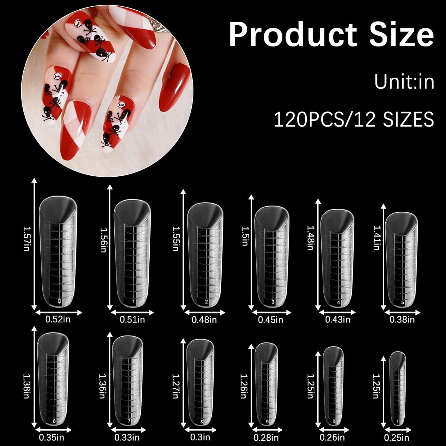 120 Pcs Poly Extension Gel Dual Nail Forms Nail Molds With Scale Builder Coffin Nail for Gel Manicure Nail Art Design Salon DIY at Home (Long Dual Nail Forms Set)-GlimoraGlow