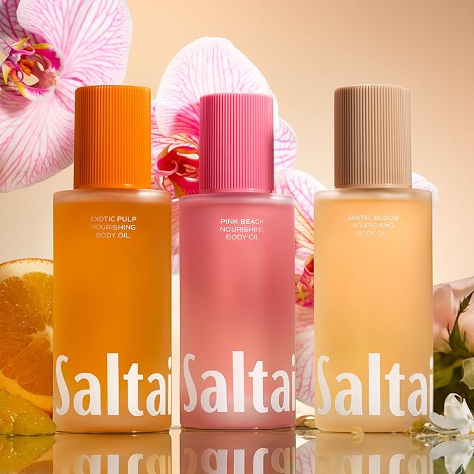 Saltair Body Oil. Luxurious Pink Beach After Shower and Bath Oil Moisturizer for Women. Botanical, Non-Greasy, and Well-Absorbing Lotion for Hydrating Dry Skin. 4oz Pump Bottle-GlimoraGlow