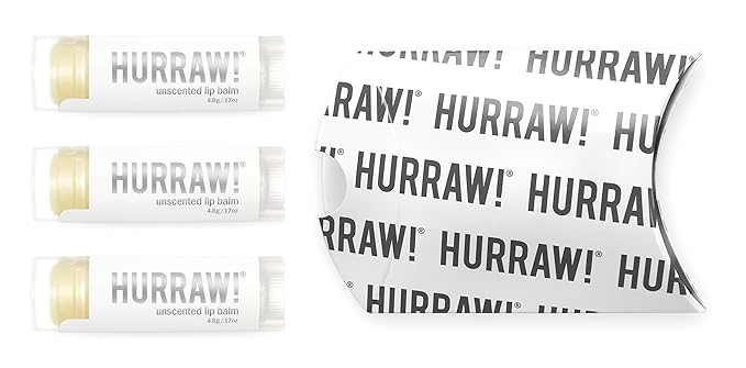 Hurraw! Unscented Lip Balm, 3 Pack: Organic, Certified Vegan, Cruelty and Gluten Free. Non-GMO, 100% Natural Ingredients. Bee, Shea, Soy and Palm Free. Made in USA-GlimoraGlow