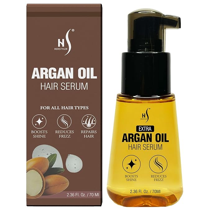 HerStyler Advanced Argan Oil Hair Serum for Women - Anti Frizz Serum for Hair - for Frizzy, Dry and Damaged Hair - Nourishing - 2.36 Fl Oz / 70 Ml (1 Pack)-GlimoraGlow
