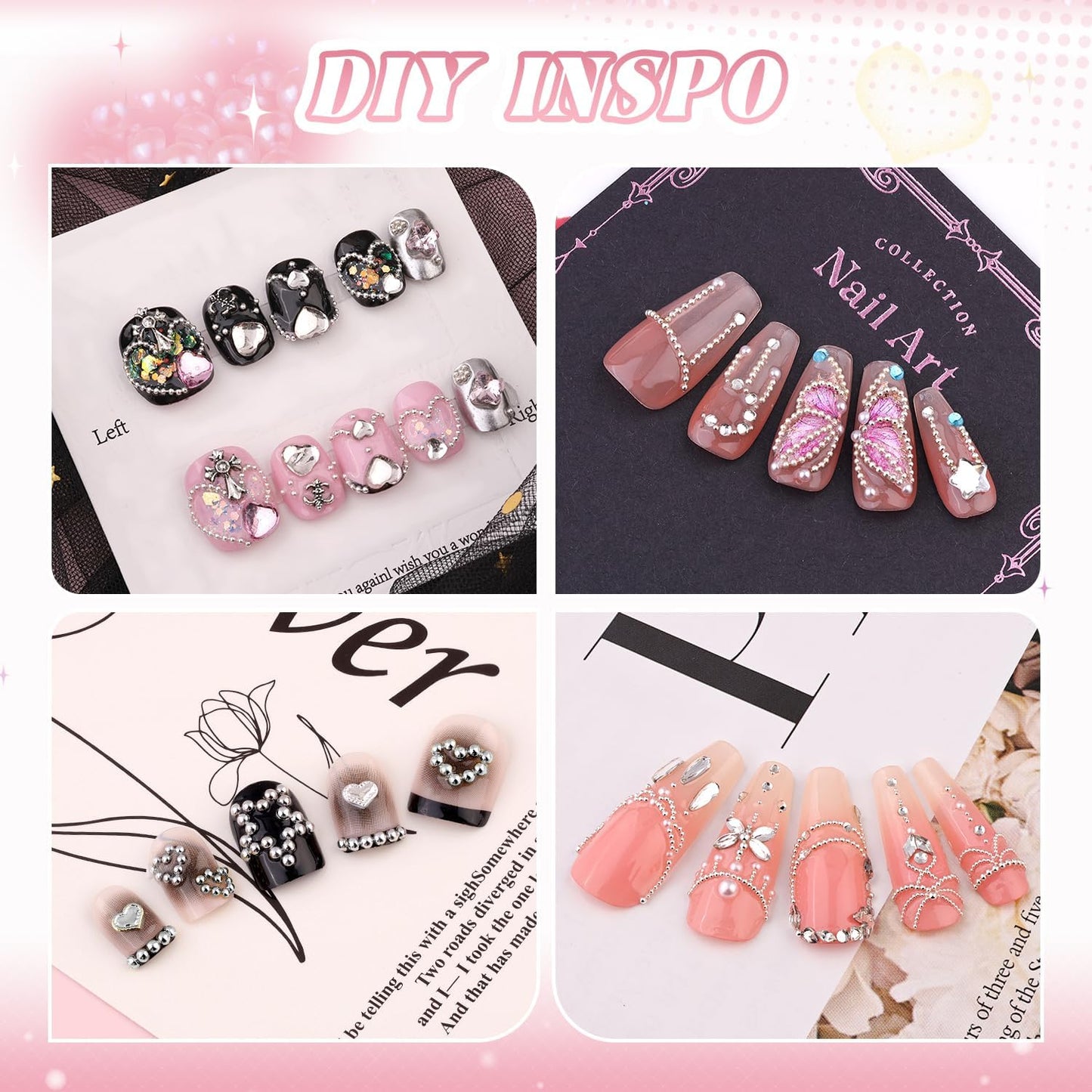 1-3MM Mini Small Nail Beads Metal Caviar Bead Silver Nail Charms and Gems Ball, Nail Chain for Nail Art Accessories Supplies Silver Rhinestones for Women Manicure-GlimoraGlow