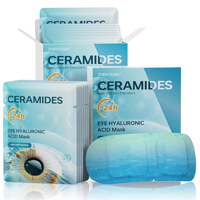 Hyaluronic Acid Self Heating Warm Compress for Eyes, Heated Eye Mask for Fast Relief of Dry Eyes, 14 Pack Steam Eye Mask, Moisturizing & Highly Effective Steam Eye Mask-GlimoraGlow