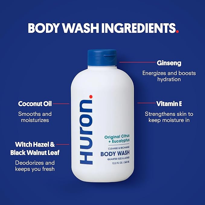 Huron Shower Kit - Shampoo, Conditioner, & Body Wash For Men - Citrus + Eucalyptus Scent - Hydrating & Nourishing Men's Shampoo & Conditioner-GlimoraGlow