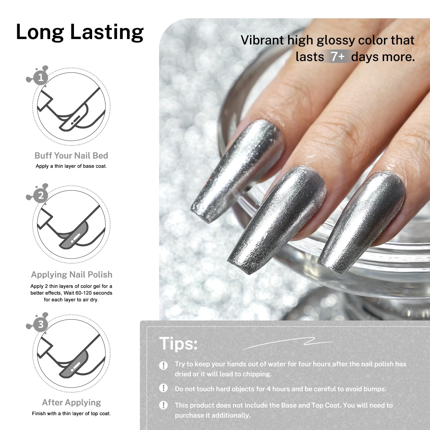 16.5ml Glitter Silver Nail Polish Large Volume Quick Dry Nail Polish, Long Lasting Shine, Fingernail Toenail Nail Art DIY Home Travel Nail Art Gift-GlimoraGlow