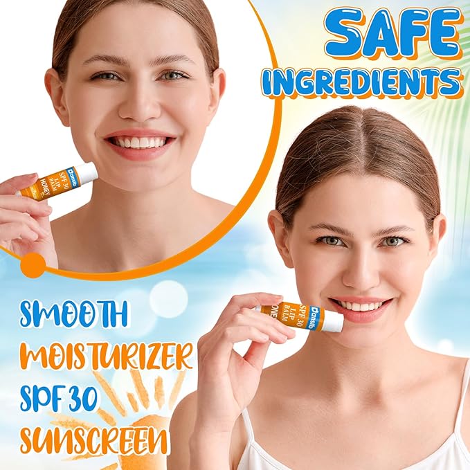 10 Pcs Sunscreen Lip Balms Bulk SPF 30 Lip Balms Stick with Sunscreen Employee Staff Appreciation Gifts Bulk Team Coworkers Christmas Party Gifts for Outdoor Travel Beach-GlimoraGlow
