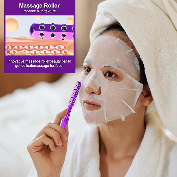 2025 Beauty Roller – Germanium Stone Face Sculpting Tool, Uplift Facial Massaging Beauty Tool, Firming Massage Wand for Skin Tightening, Portable Cooling & Sculpting (Purple)-GlimoraGlow