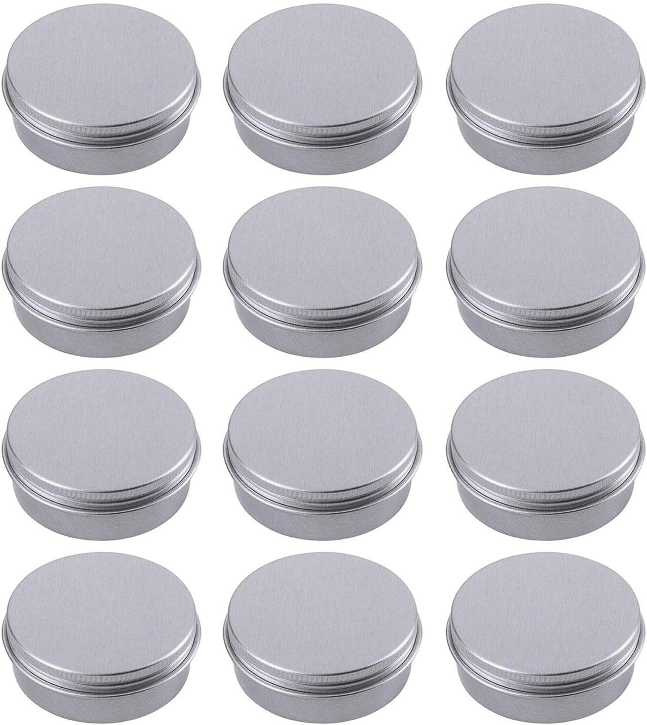 1 Ounce Aluminum Tin Jar Refillable Containers 30ml Aluminum Screw Lid Round Tin Container Bottle for Cosmetic,Lip Balm, Cream, 12 Pack.-GlimoraGlow
