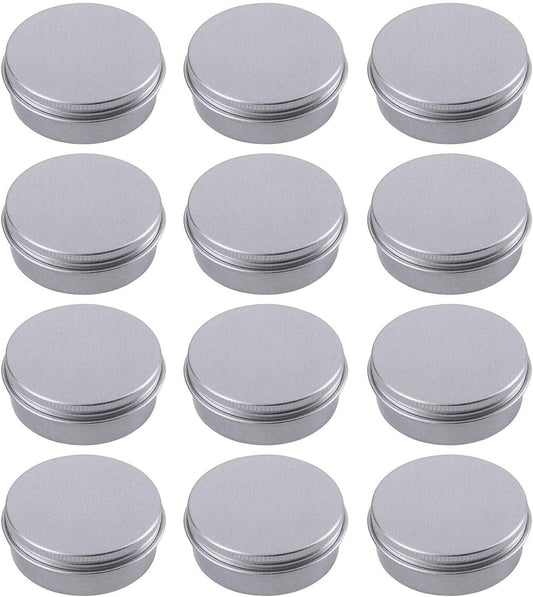 1 Ounce Aluminum Tin Jar Refillable Containers 30ml Aluminum Screw Lid Round Tin Container Bottle for Cosmetic,Lip Balm, Cream, 12 Pack.-GlimoraGlow