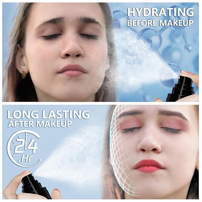 AMIIR Makeup Setting Spray, Waterproof Finishing spray, Long Lasting Lock Face Fixing Mist, Hydrate Before Makeup Matte Oil Control Lightweight Refreshing-GlimoraGlow