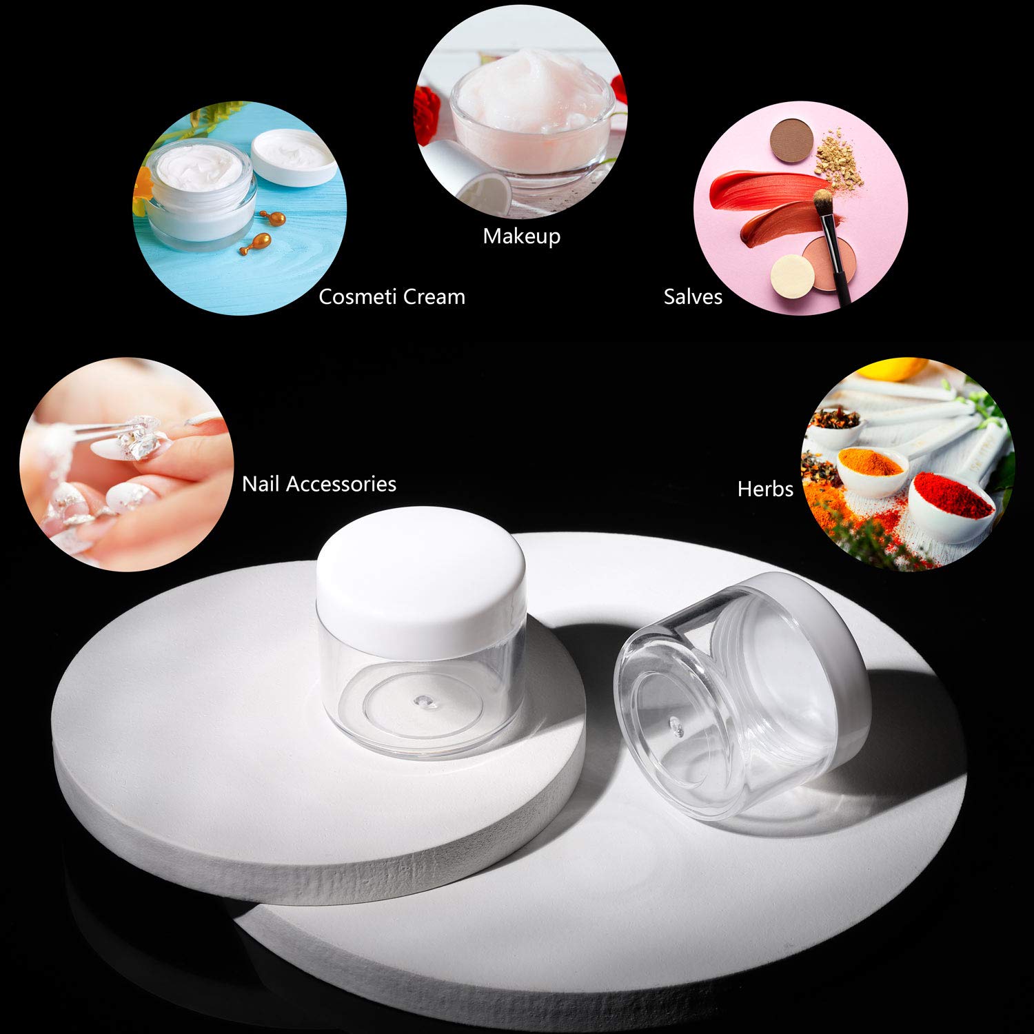 100 Count Sample Containers with lids 20g Plastic Cosmetic Jars Leak Proof Traveling Makeup Containers for Cream and Lotions - White-GlimoraGlow