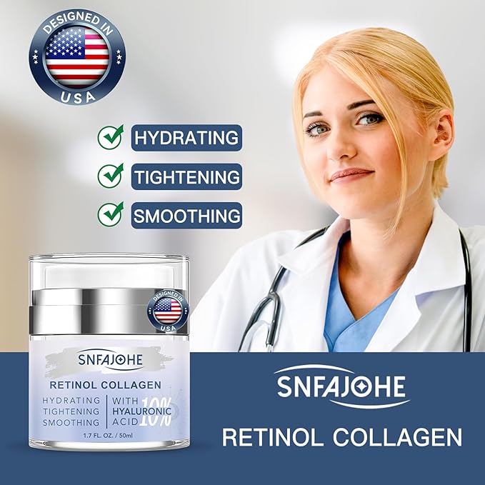 Instant Face Lift Cream with Retinol,Collagen & Hyaluronic Acid,Retinol Face Moisturizer for Wrinkles, Neck & Décolleté, Neck Firming Cream for Women & Men, 1.7 Fl Oz-GlimoraGlow