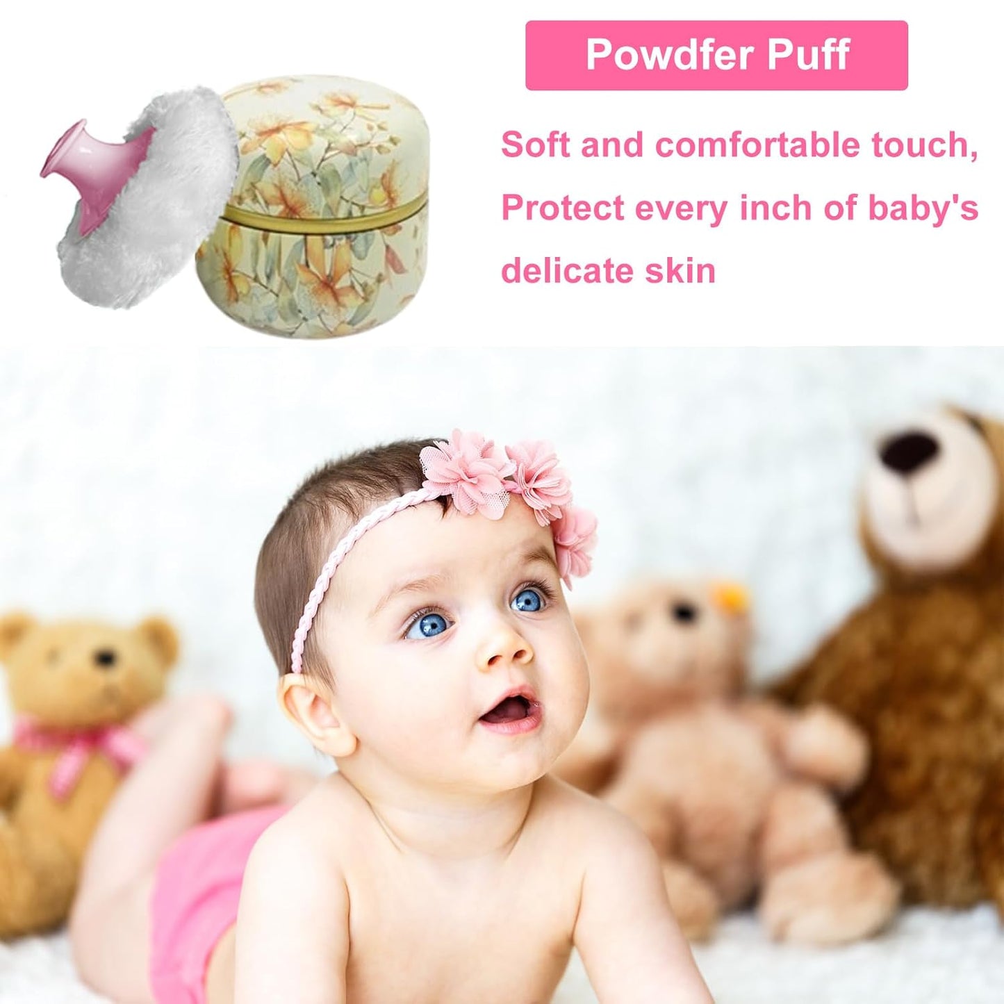 Body Powder Puff and Container for Dusting Powder, Women Powder Puff and Powder Case for Bath and Travel (Yellow Flower)-GlimoraGlow