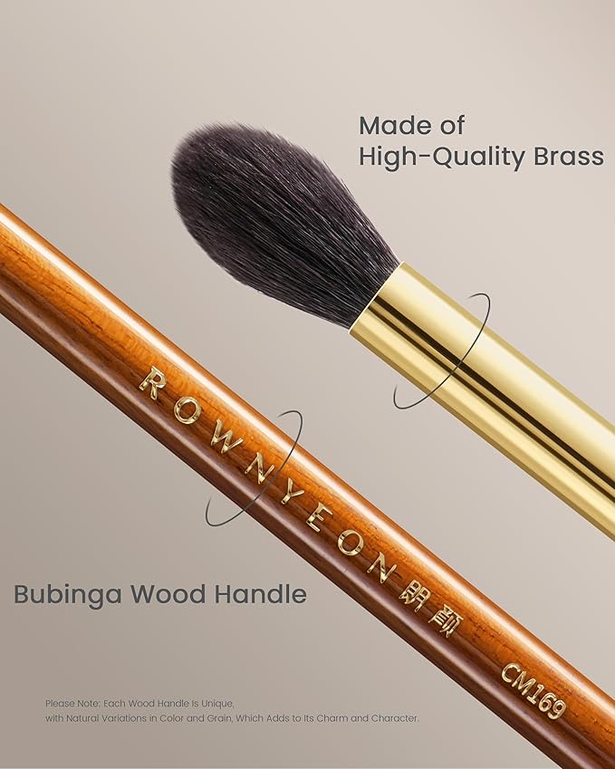 Desert Oak Series Eyeshadow Blending Brush - Dome Goat Hair Bristles for Seamless Crease Work, Premium Bubinga Handle with Gold Brass Ferrule (CM 169)-GlimoraGlow