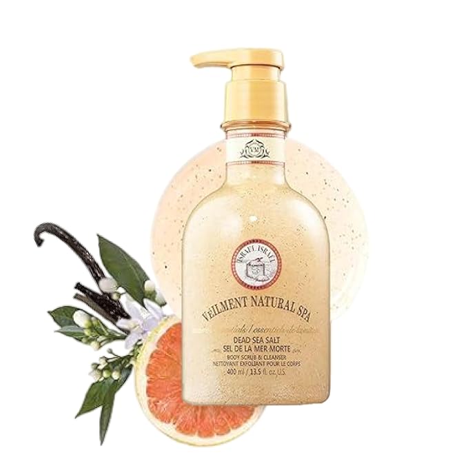 NATURAL SPA DEAD SEA SALT 2-in-1 BODY WASH & BODY SCRUB(13.53fl.oz) - Natural Exfoliating Salt Scrub for Deep Cleansing - Effective on Scars & Wrinkles - Moisturize Skin Polishes-GlimoraGlow