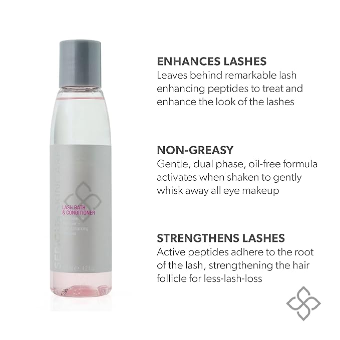Serious Skincare Lash Bath & Conditioner - Double Action Eye Makeup Remover - Oil Free - Enhancing Peptides Promotes Eyelash Growth - Clover Flower - Effortlessly Removes Waterproof Mascara - 4 oz.-GlimoraGlow