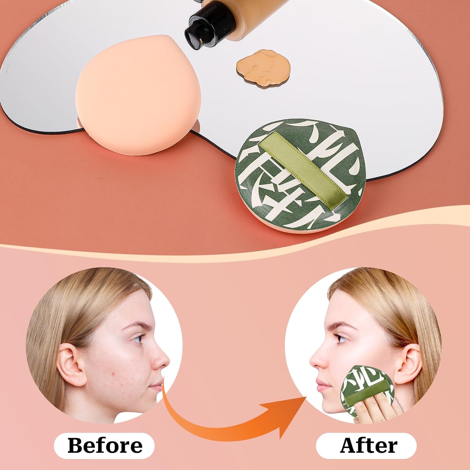 4 PCS Foundation Sponge, Korean Makeup Sponge Puff Teardrop Setting Powder Puff Face Makeup Cushion Puff Soft Beauty Blender Sponge for Concealer Liquid Cream and Powder, Beginner Friendly, Medium-GlimoraGlow