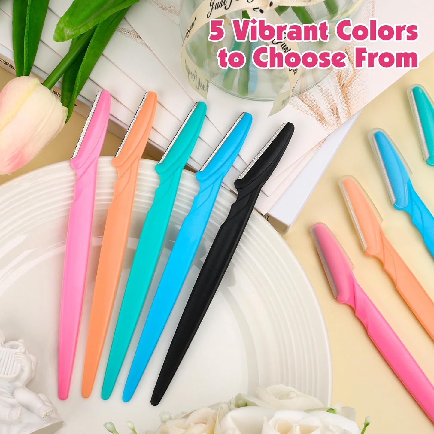 100 Pcs Eyebrow and Face Razors for Women and Men, Multi-Color Facial Shavers with Protective Covers, Safe for Beginners-GlimoraGlow