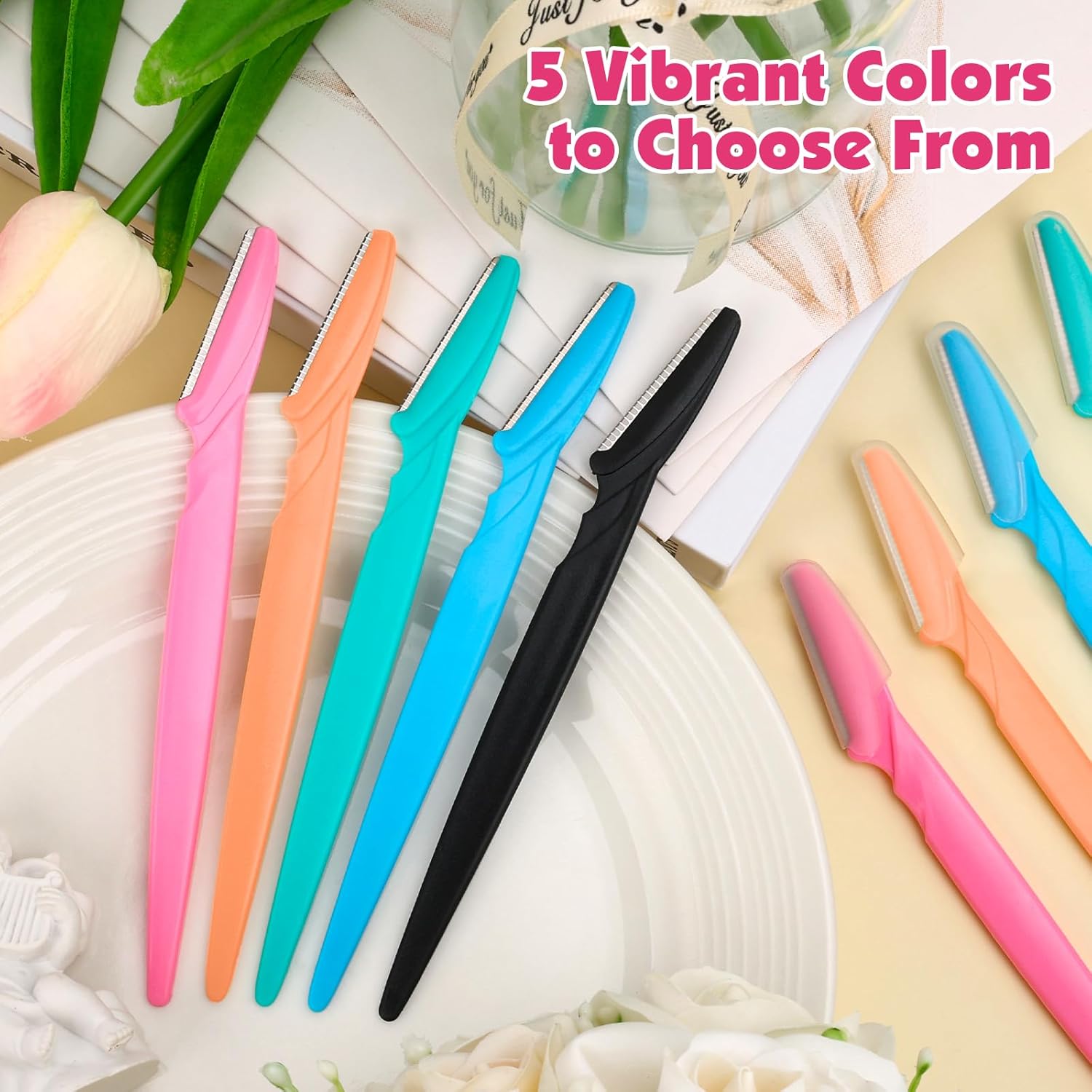 100 Pcs Eyebrow and Face Razors for Women and Men, Multi-Color Facial Shavers with Protective Covers, Safe for Beginners-GlimoraGlow