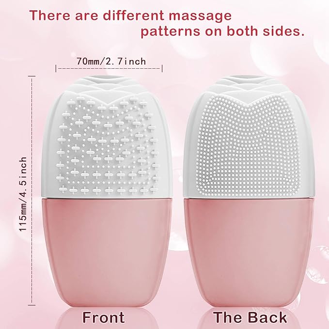 XHJRI Ice Face Roller Massager,Ice Cube Roller for Face, Eyes and Neck Naturally Conditioning and Skin Care,De-Puff Eye Bags,Reduce Migraine Pain,Reusable Massage Silicone Ice Mold (New Pink White)-GlimoraGlow
