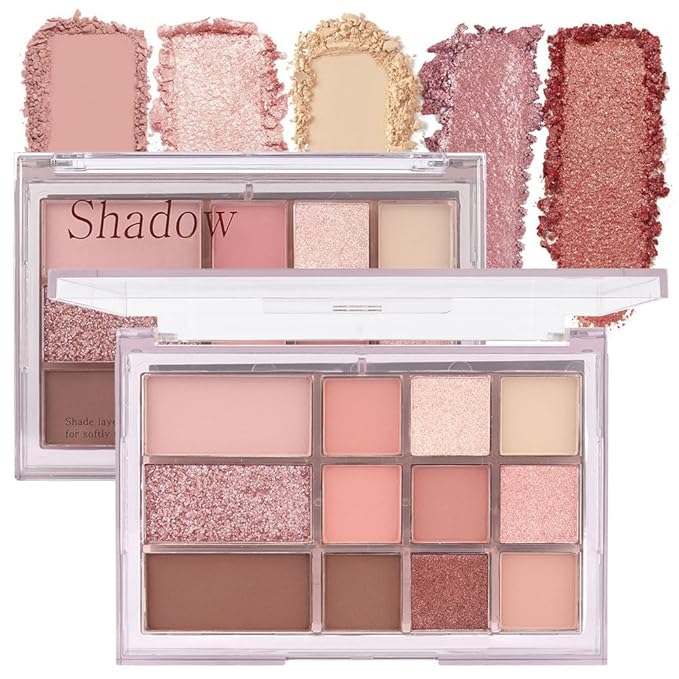 12 Girds Colorful Matte Shimmer Eyeshadow Palette for Eye Makeup,High Pigmented Eye Shadow Primers Powder Palet de sombras de ojos 12-B-GlimoraGlow