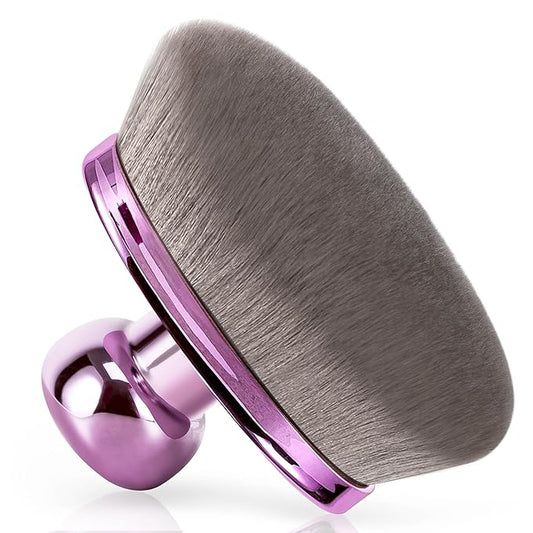 Extra Large Body Makeup Brush For Self Tanner, Leg Makeup &Bronzer Blend,116mm Oval-headed Kabuki Brush Provides More Even &Pretty Application, Sunscreen Face& Back Makeup Brush, Wet&Dry Use- Purple-GlimoraGlow