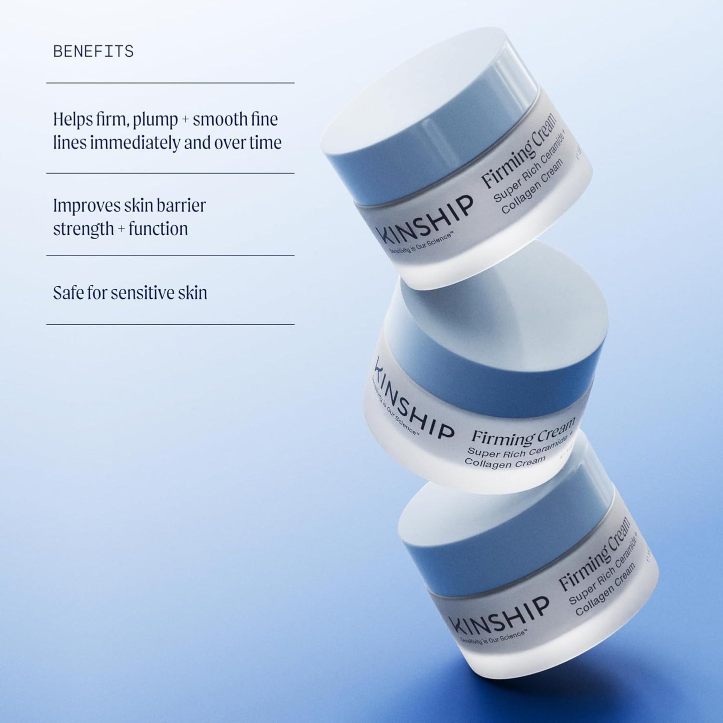 Kinship Super Rich Collagen + Ceramide Firming Cream | Anti Aging, Hydrating Face Moisturizer for Sensitive Skin | Wrinkle Cream - Smooth Fine Lines | Synthetic Fragrance-Free | Derm Approved, (1.7oz)-GlimoraGlow