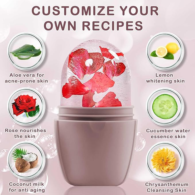 XHJRI Ice Face Roller Massager,Ice Cube Roller for Face, Eyes and Neck Naturally Conditioning and Skin Care,De-Puff Eye Bags,Reduce Migraine Pain,Reusable Massage Silicone Ice Mold (New Brown)-GlimoraGlow