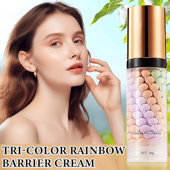 1 Pcs One Step Color Corrector,Natural Isolation Cream,Face Primer Makeup Tricolor Tinted Moisturizer,Oil Control & Moisturizing Skin Tone Correcting and Brightening Primer Concealer Foundation-GlimoraGlow