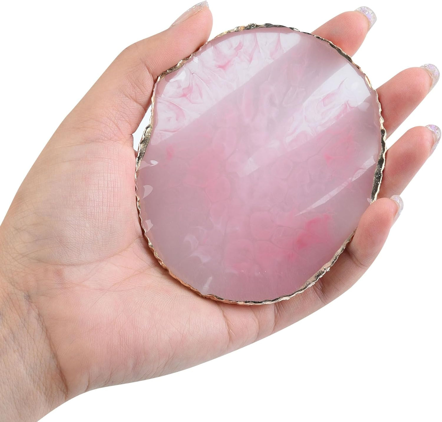 2 Pcs Resin Nail Palette Nail Polish Palette Nail Art Palette with Stainless Stirring Rod (Gray and Pink)-GlimoraGlow