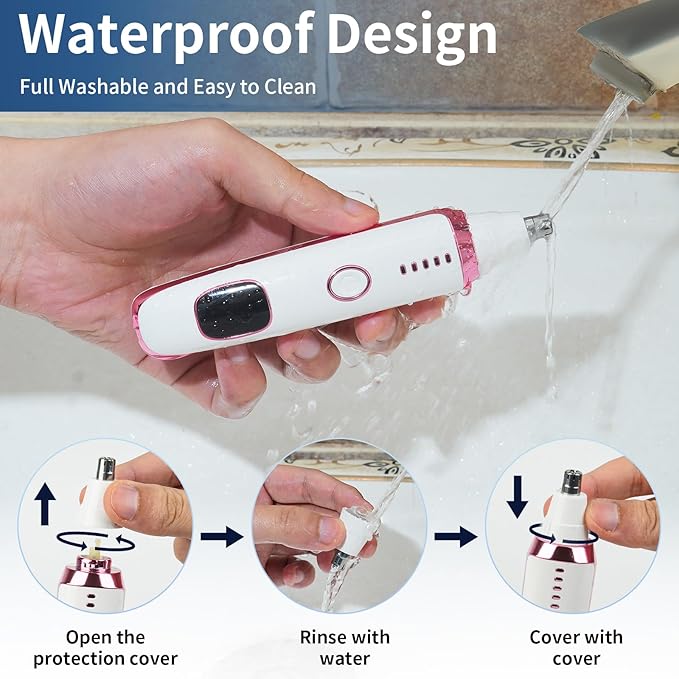 2025 Rechargeable Nose and Ear Hair Trimmer with LED Dispaly for Women Men,4 in 1 Painless Eyebrow & Facial Hair Trimmer with Powerful Motor,Ladies Wet & Dry Electric Razor (White)-GlimoraGlow