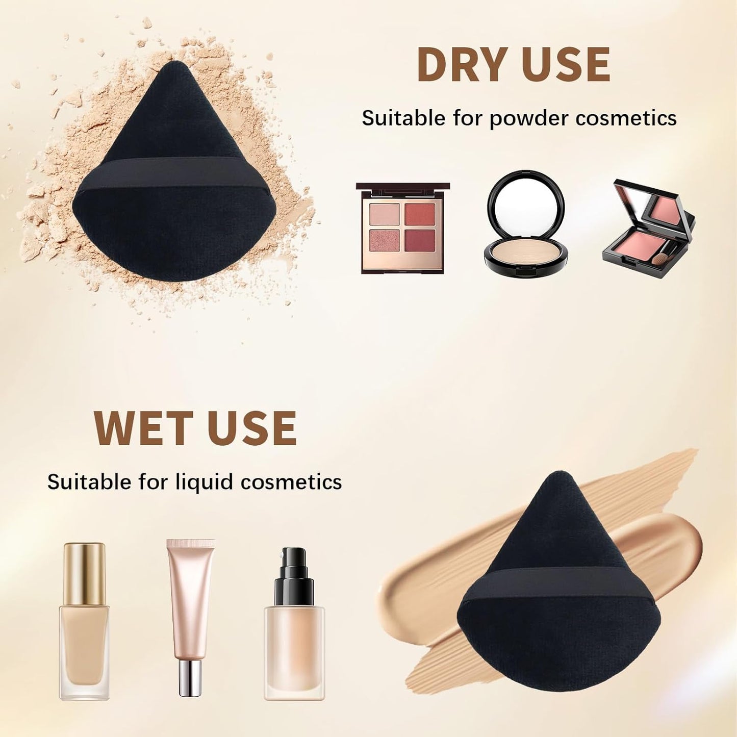 Triangle Makeup Powder Puff, 60pcs Setting Powder Puffs, This Cosmetic Wedges For Face, Under Eyes And Neck, Velvet Material-GlimoraGlow